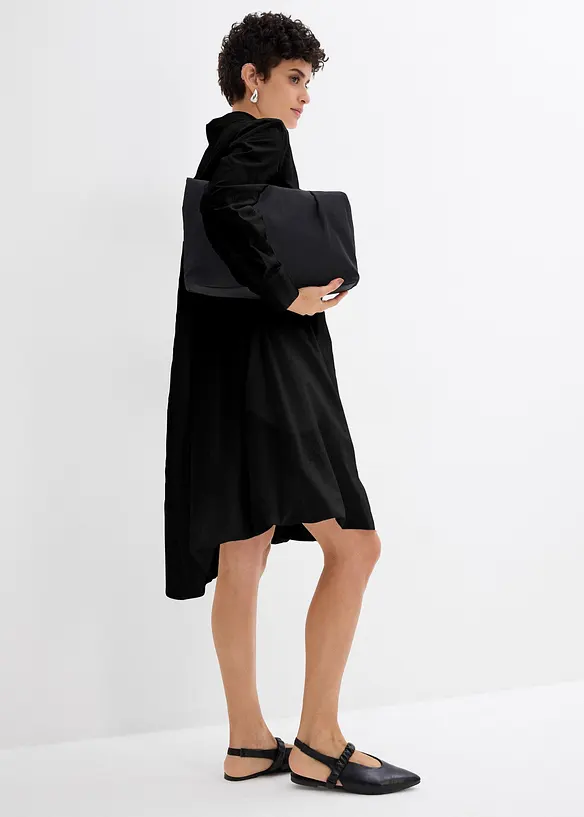 Hemdblusenkleid mit Ballonsaum aus reiner Baumwolle, bonprix