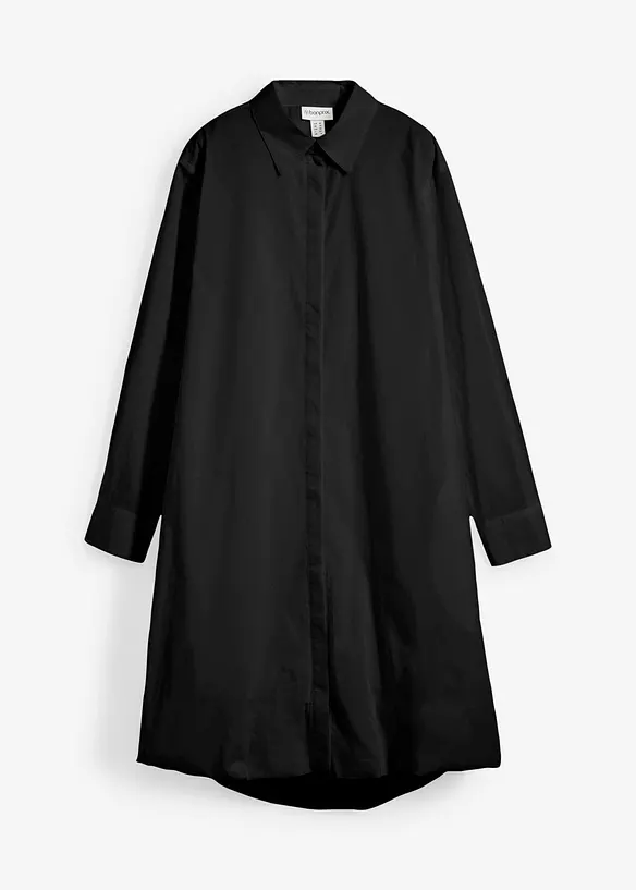 Hemdblusenkleid mit Ballonsaum aus reiner Baumwolle, bonprix