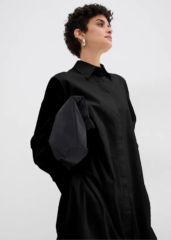 Hemdblusenkleid mit Ballonsaum aus reiner Baumwolle, bonprix