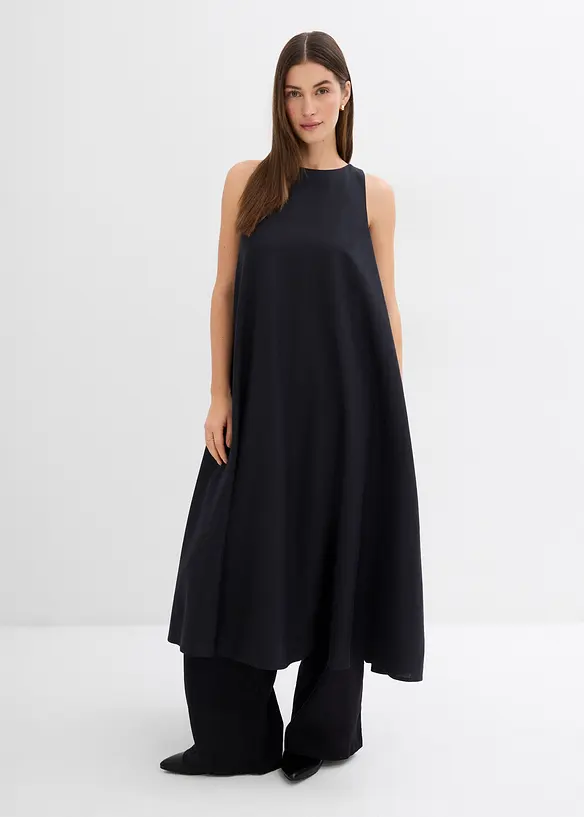 Robe midi &eacute;vas&eacute;e en viscose m&eacute;lang&eacute;e, bonprix