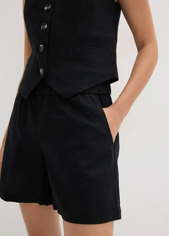 Weste und Shorts aus Leinenmix, bonprix