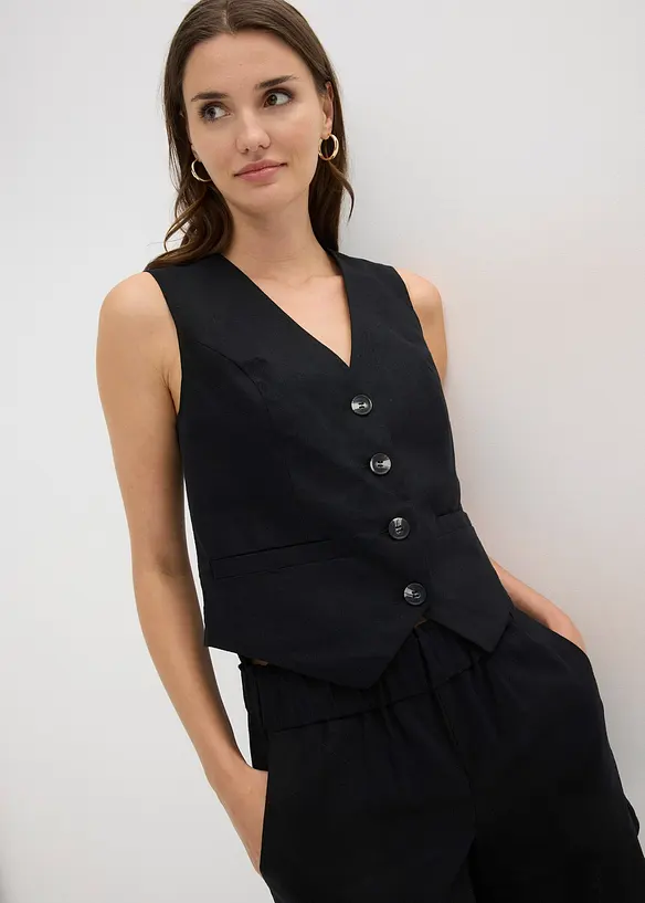 Weste und Shorts aus Leinenmix, bonprix