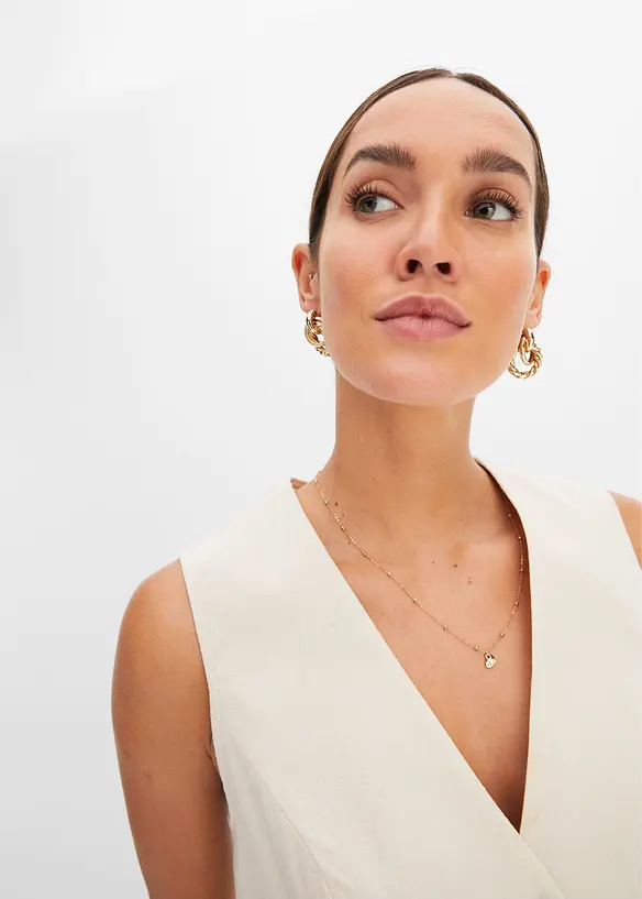 Gilet sans manches et short en lin m&eacute;lang&eacute;, bonprix