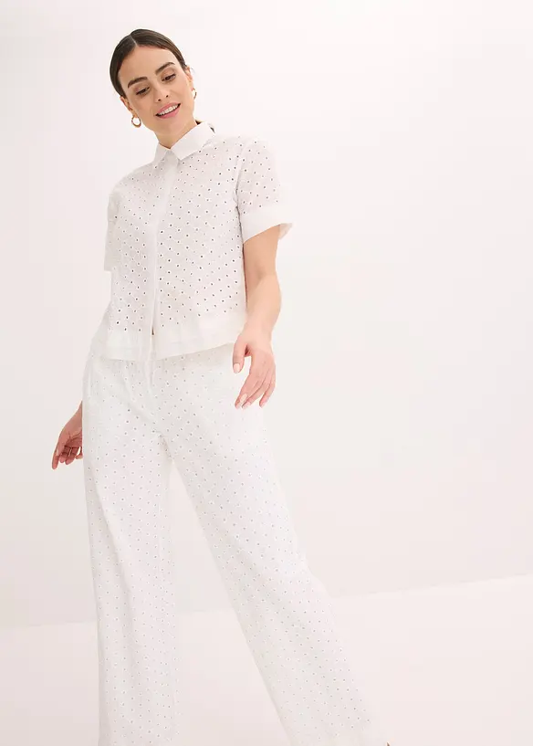 Chemisier &agrave; broderies anglaises, bonprix