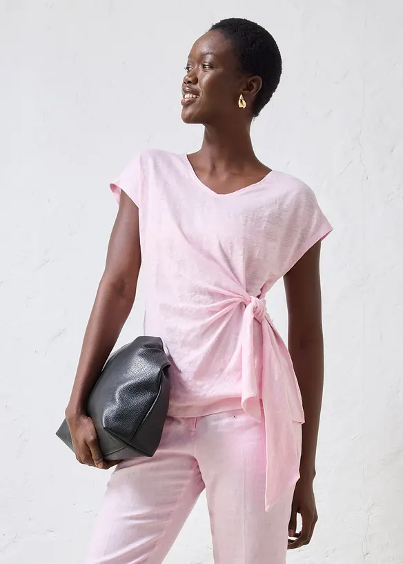 Wickelshirt aus reinem Leinen, bonprix