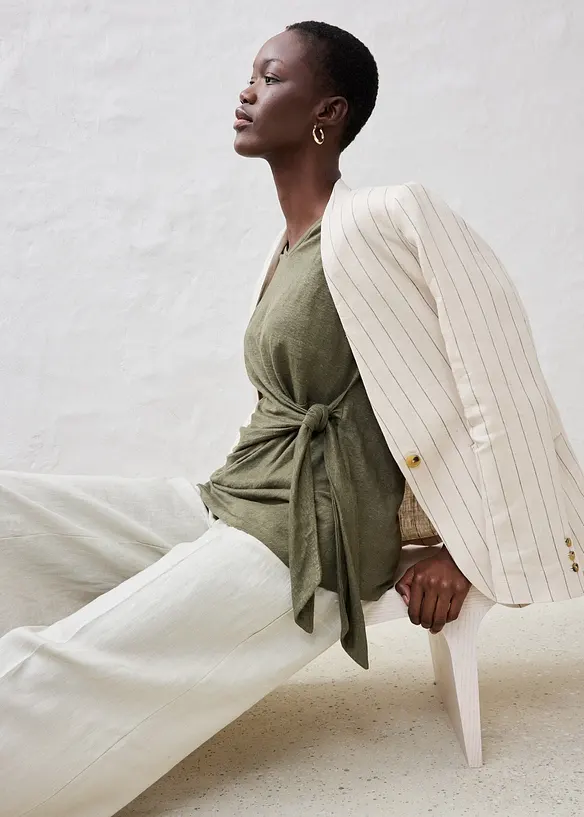 Wickelshirt aus reinem Leinen, bonprix