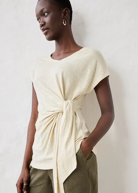 Wickelshirt aus reinem Leinen, bonprix