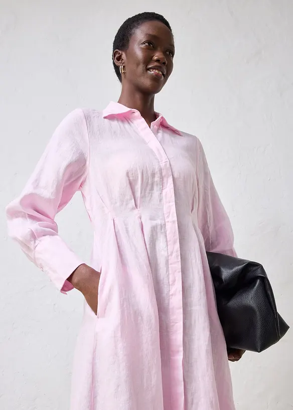 Hemdblusenkleid aus reinem Leinen, bonprix