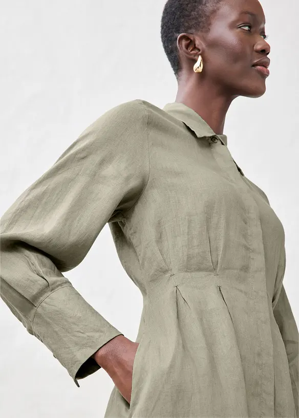 Hemdblusenkleid aus reinem Leinen, bonprix