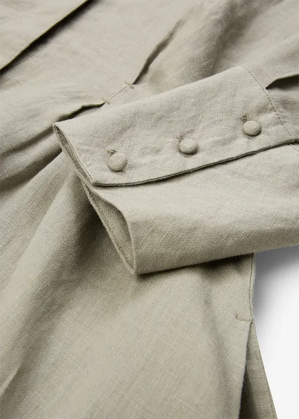 Hemdblusenkleid aus reinem Leinen, bonprix