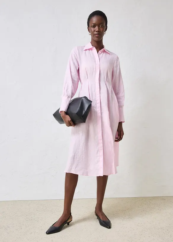 Hemdblusenkleid aus reinem Leinen, bonprix