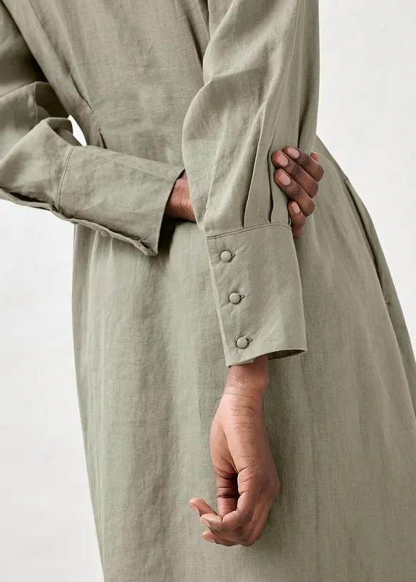 Hemdblusenkleid aus reinem Leinen, bonprix