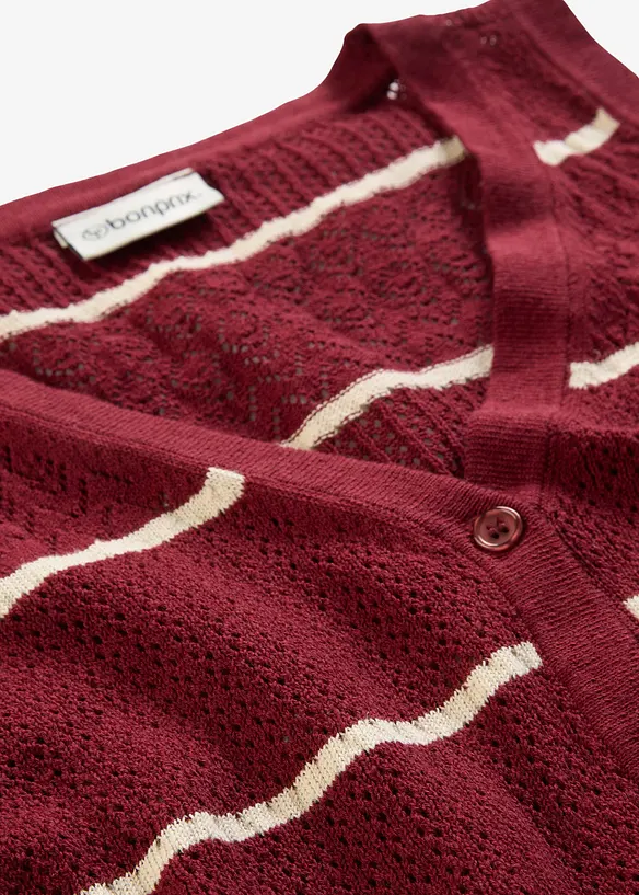 Ajour-Strickweste mit Leinenanteil, bonprix