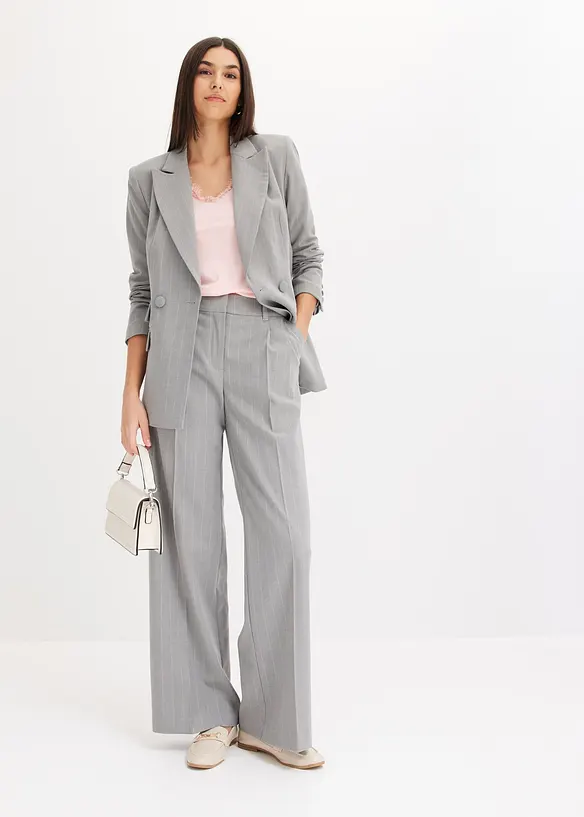 Pantalon large &agrave; pinces et rayures tennis, bonprix