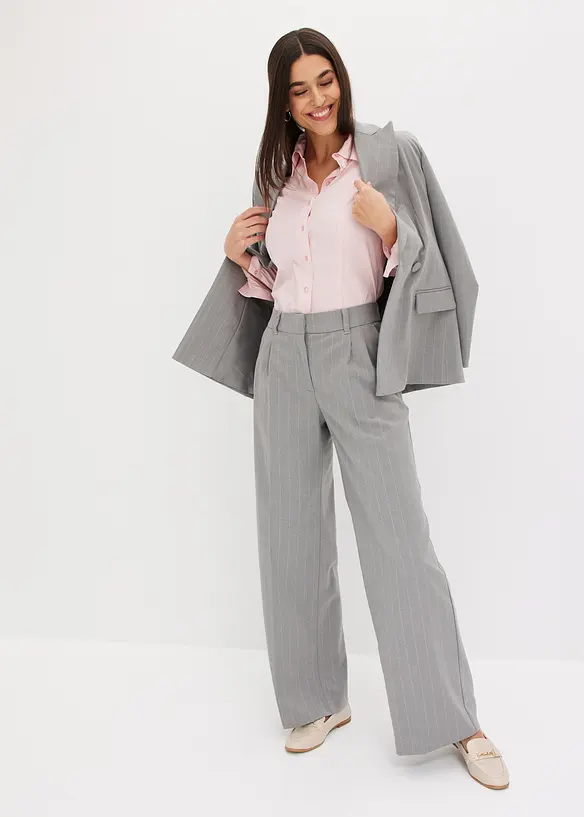 Pantalon large &agrave; pinces et rayures tennis, bonprix