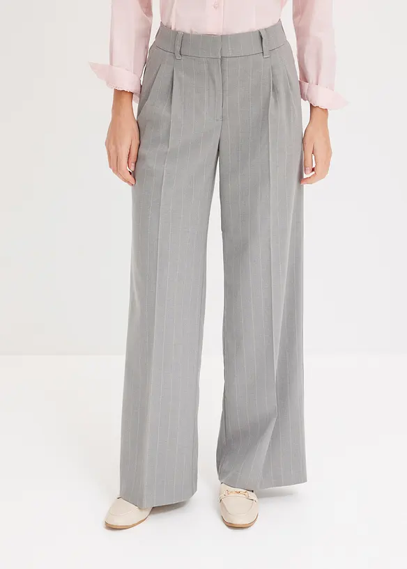 Pantalon large &agrave; pinces et rayures tennis, bonprix