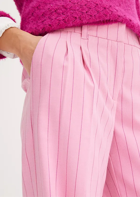 Pantalon large &agrave; pinces et rayures tennis, bonprix