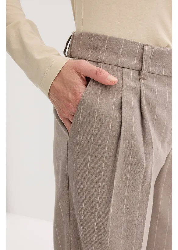 Pantalon large &agrave; pinces et rayures tennis, bonprix