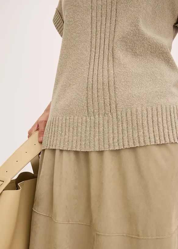 Pull col polo en coton m&eacute;lang&eacute;, bonprix