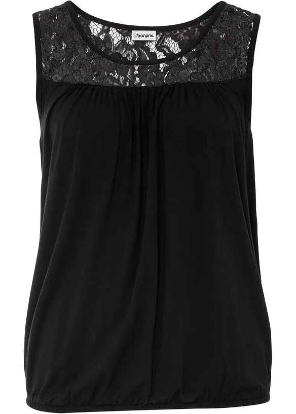 Top en viscose extensible et dentelle, bonprix