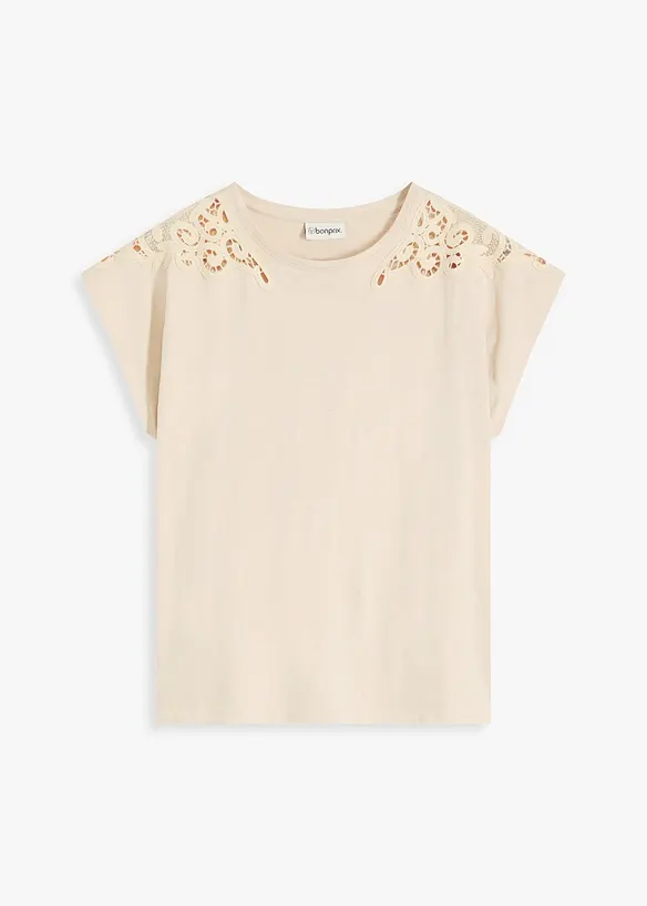 T-shirt avec d&eacute;tails au crochet, bonprix