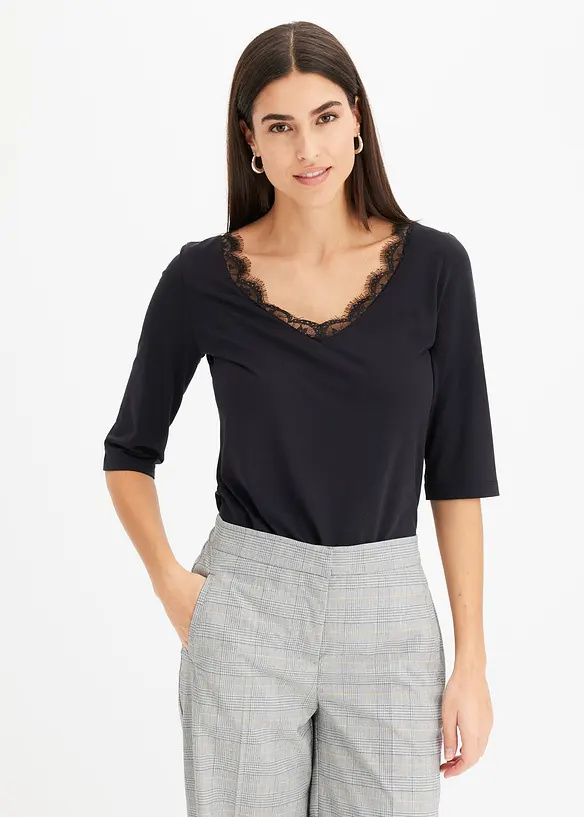 T-shirt &agrave; dentelle, bonprix