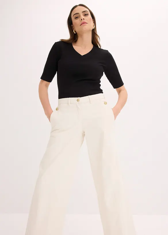 Wide Leg Hose mit Stretch, bonprix