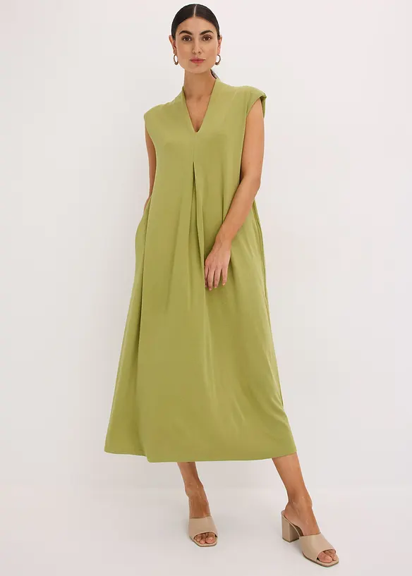 Robe en jersey piqu&eacute; de viscose avec &eacute;paulettes, bonprix