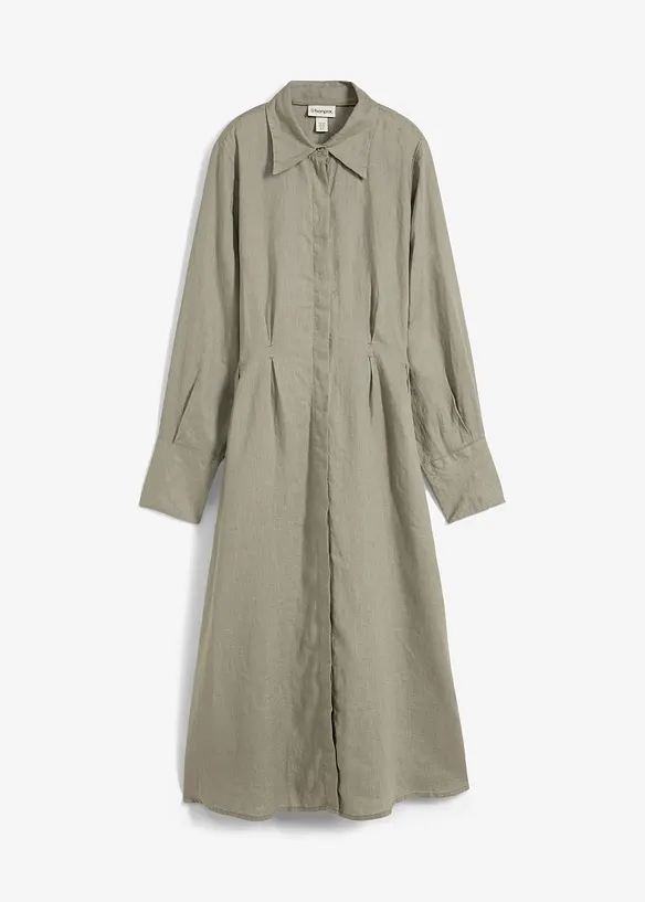 Hemdblusenkleid aus reinem Leinen, bonprix