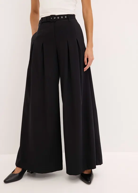 Pantalon &agrave; pinces avec ceinture (ens. 2 pces), bonprix