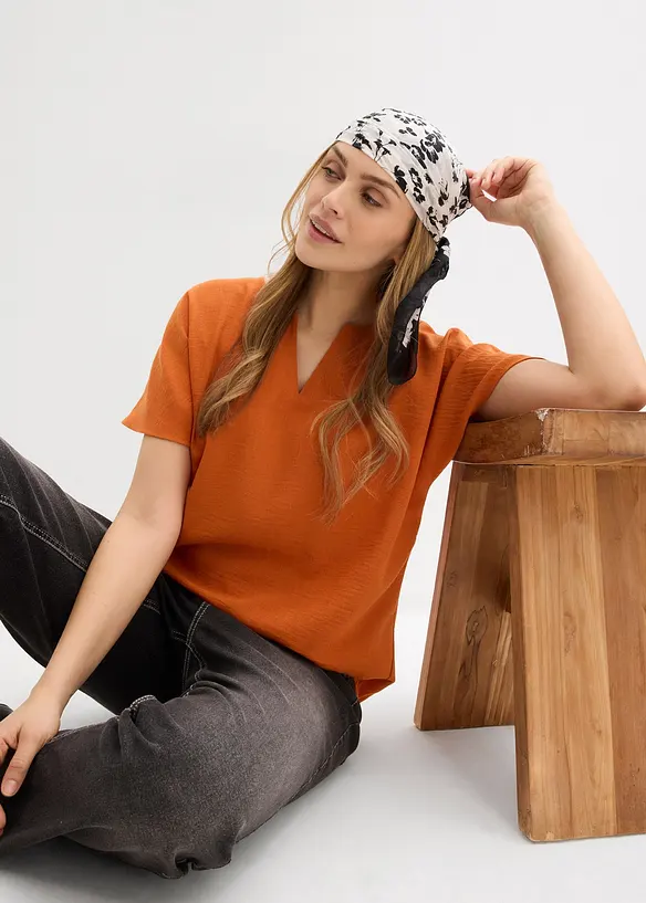 Oversize-Bluse mit Elastiksaum, bonprix