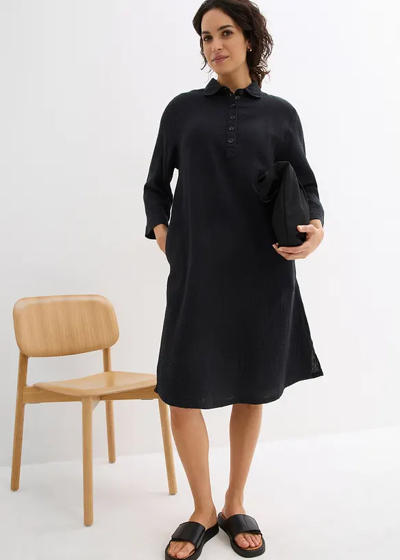 Hemdblusenkleid aus Musselin, bonprix