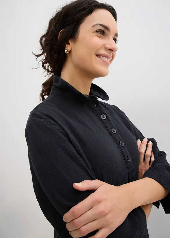 Hemdblusenkleid aus Musselin, bonprix