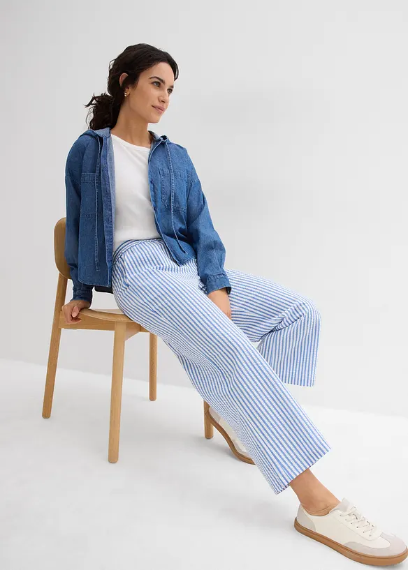 Palazzo-Hose aus Seersucker, 7/8 L&auml;nge, bonprix