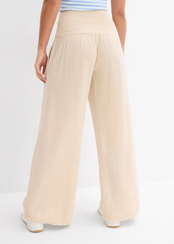 Pantalon palazzo en gaze de coton, bonprix
