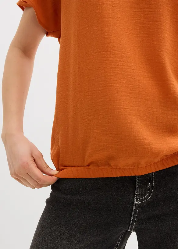 Oversize-Bluse mit Elastiksaum, bonprix