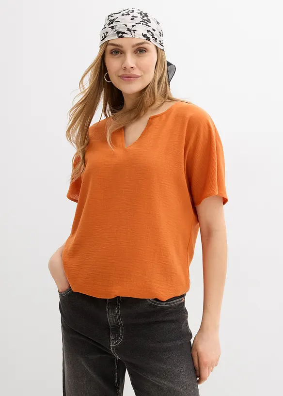 Oversize-Bluse mit Elastiksaum, bonprix