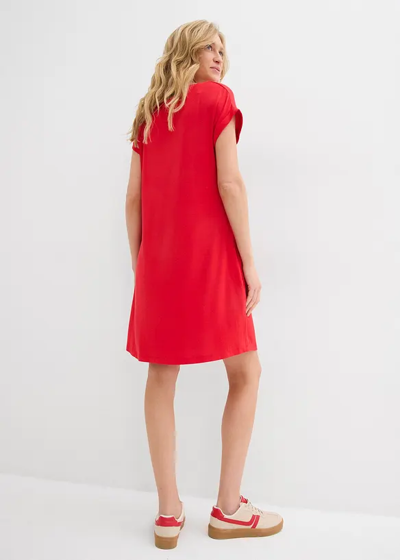 Jersey-Kleid mit Stickerei aus Viskose-Elasthan-Mix, bonprix