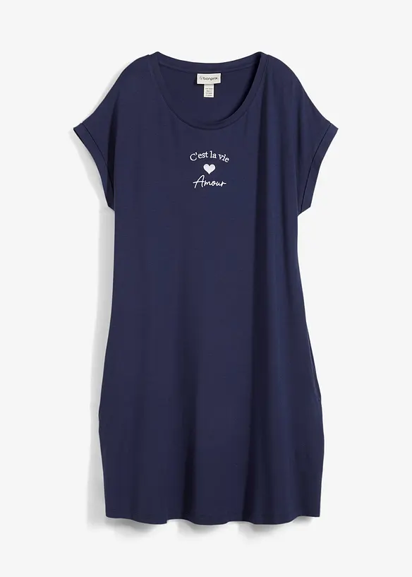Jersey-Kleid mit Stickerei aus Viskose-Elasthan-Mix, bonprix