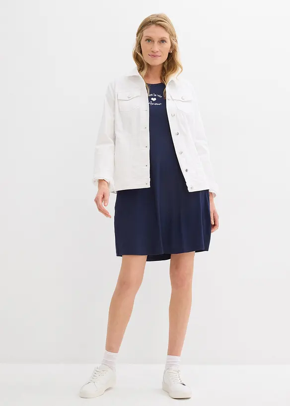 Jersey-Kleid mit Stickerei aus Viskose-Elasthan-Mix, bonprix