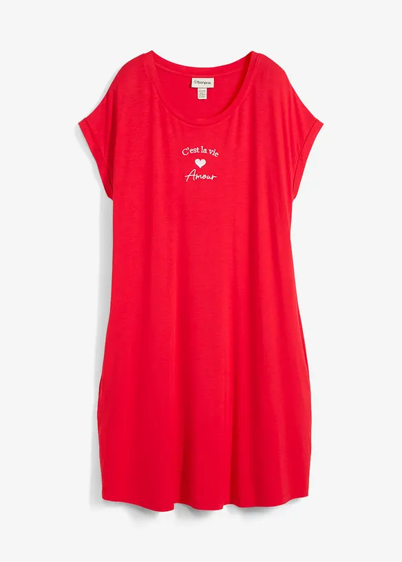 Jersey-Kleid mit Stickerei aus Viskose-Elasthan-Mix, bonprix