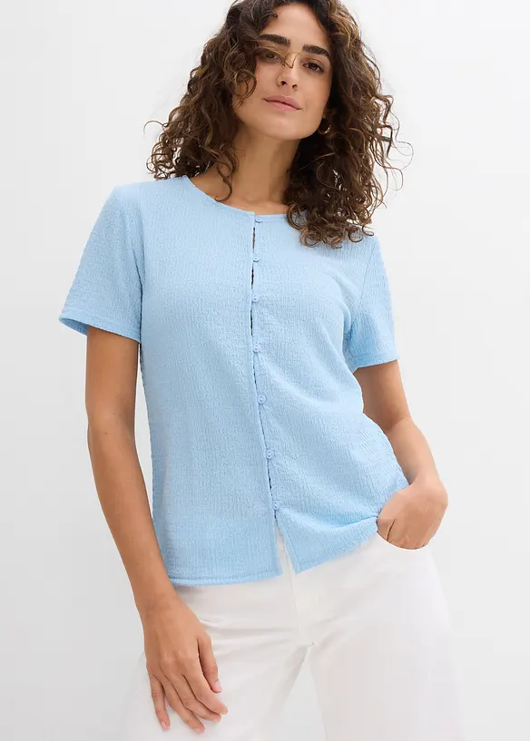 T-shirt textur&eacute; et boutonn&eacute;, bonprix