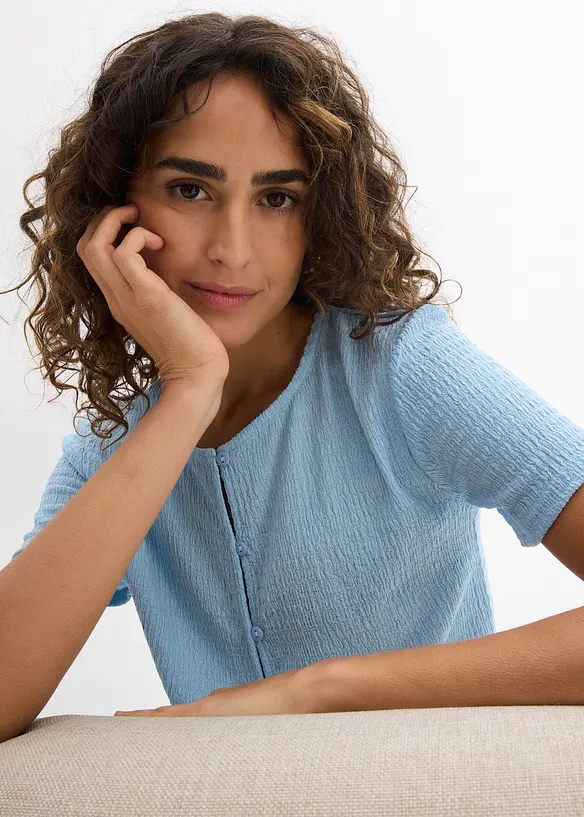 T-shirt textur&eacute; et boutonn&eacute;, bonprix