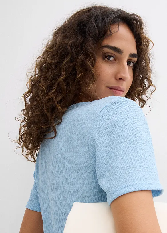 T-shirt textur&eacute; et boutonn&eacute;, bonprix