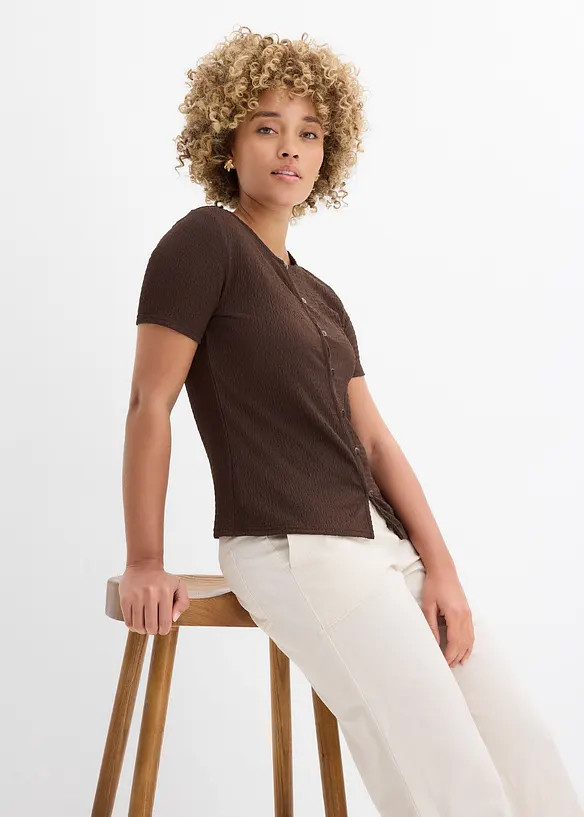Shirt mit Struktur und Knopfleiste, bonprix