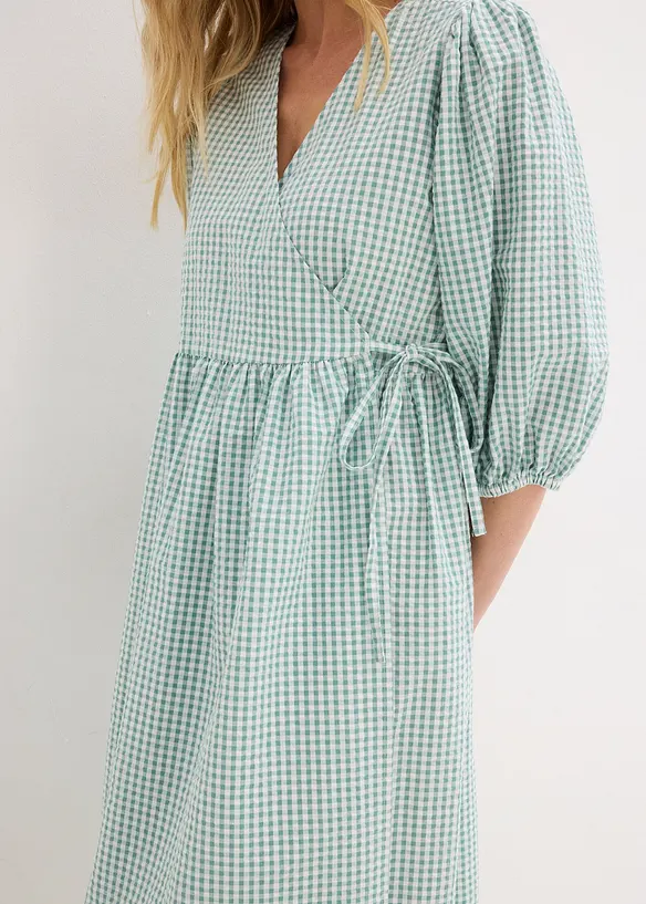 Robe portefeuille en mati&egrave;re textur&eacute;e, bonprix