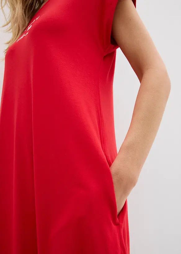 Jersey-Kleid mit Stickerei aus Viskose-Elasthan-Mix, bonprix