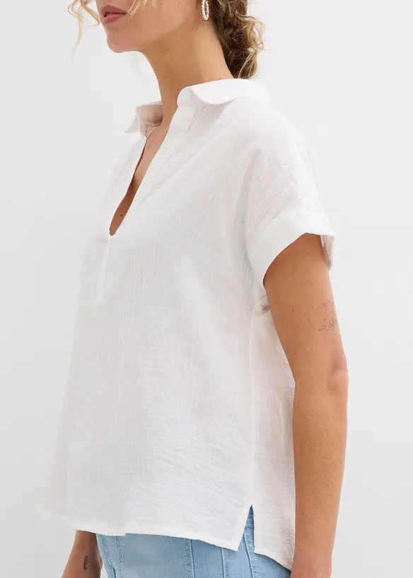Kurzarmbluse aus luftigem Musselin, bonprix