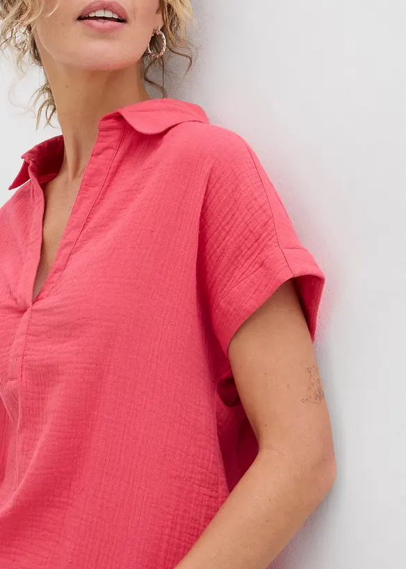 Kurzarmbluse aus luftigem Musselin, bonprix