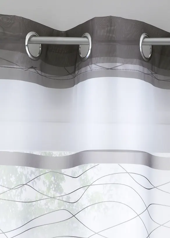 Voilage transparent &agrave; imprim&eacute; rayures horizontales (1 pce), bonprix